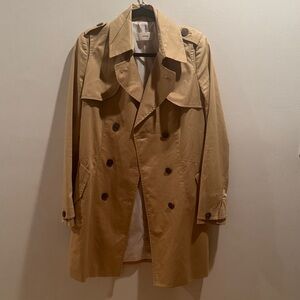 System Double-Breasted Tan Trench Coat